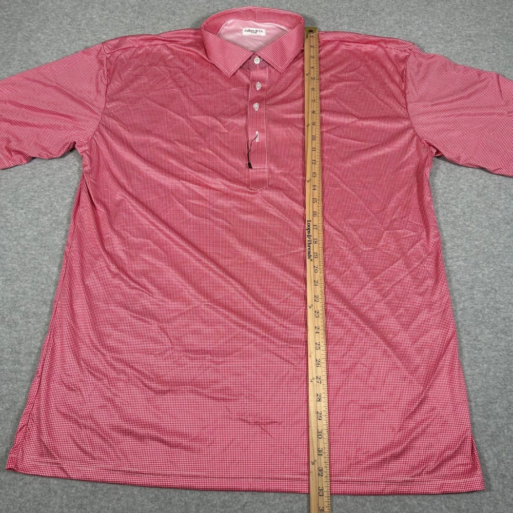 Collars & Co Polo Shirt Mens 3XL Red Gingham Semi Spread Dress Collar NEW NWOT‎ - Picture 5 of 7